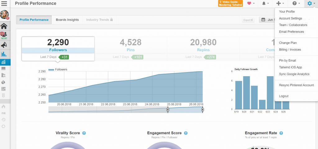 Tailwind Einstellungen